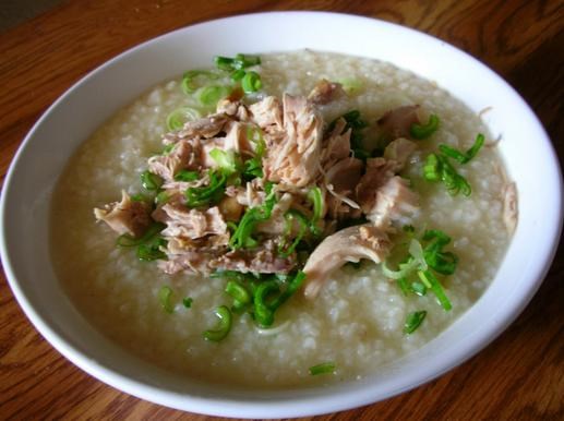 Cháo gạo tẻ với thịt dê